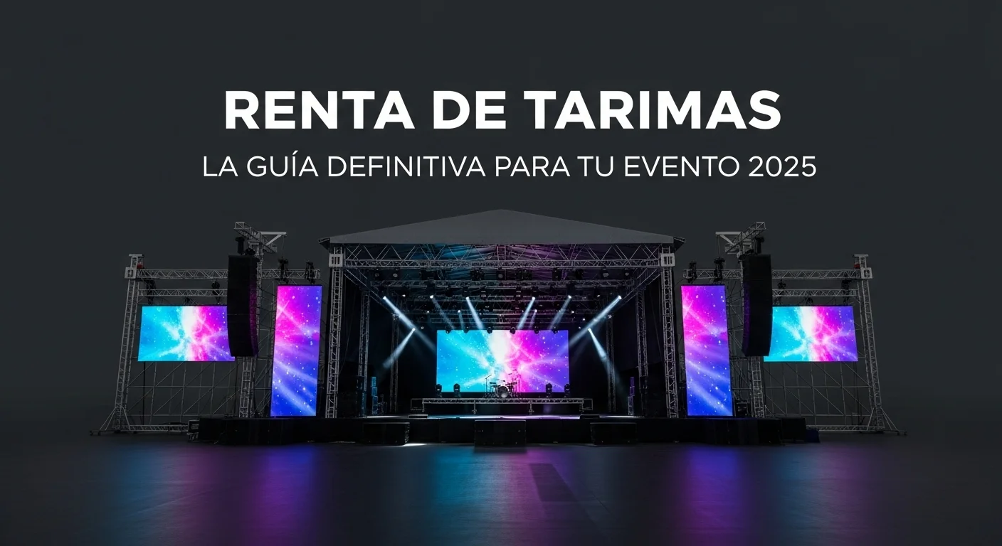 Impresionante escenario para concierto rentado, con estructura de truss, luces profesionales y pantallas LED.