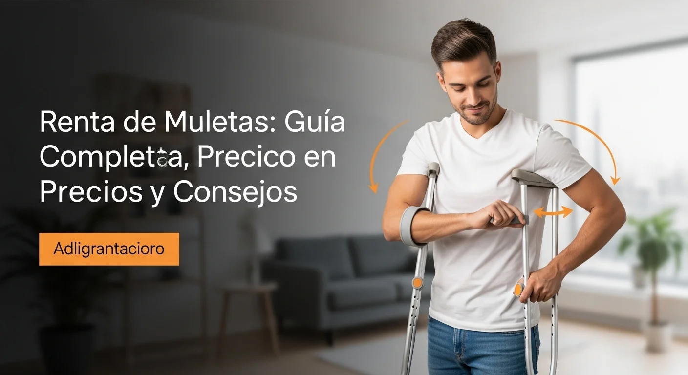 Hombre demostrando el ajuste correcto de la altura de unas muletas axilares, asegurando el espacio adecuado en la axila.