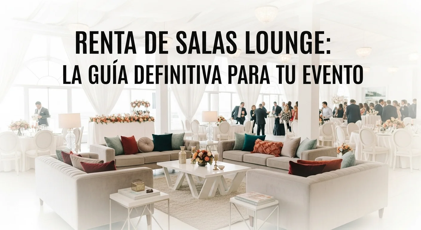 Elegante sala lounge blanca instalada en una recepción de boda, con sofás cómodos, una mesa de centro de diseño y cojines decorativos que crean un ambiente sofisticado.