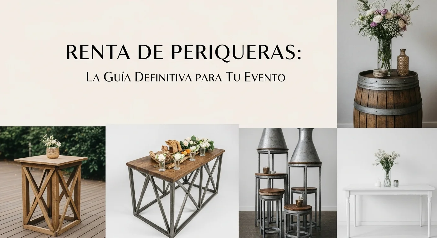 Collage mostrando diferentes estilos de periqueras para alquilar, incluyendo madera rústica, metal industrial y diseños minimalistas blancos.